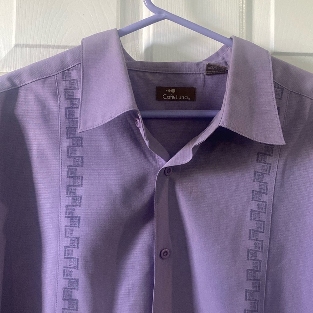 Cafe Luna  Panels Hipster Lavender  Shirt Mens Size 2XL - Picture 2 of 8